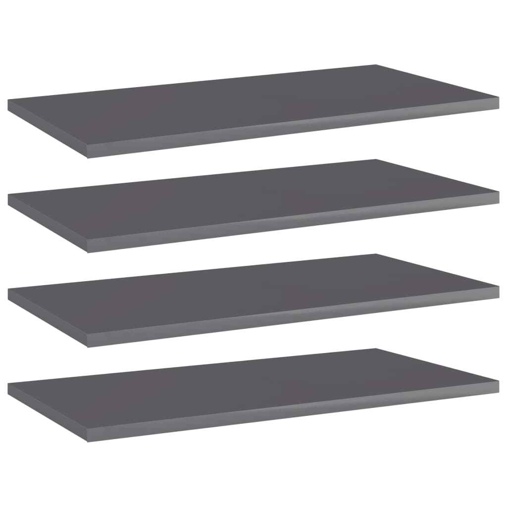 Bookshelf Boards 4 pcs High Gloss Grey 60x30x1.5 cm Engineered Wood