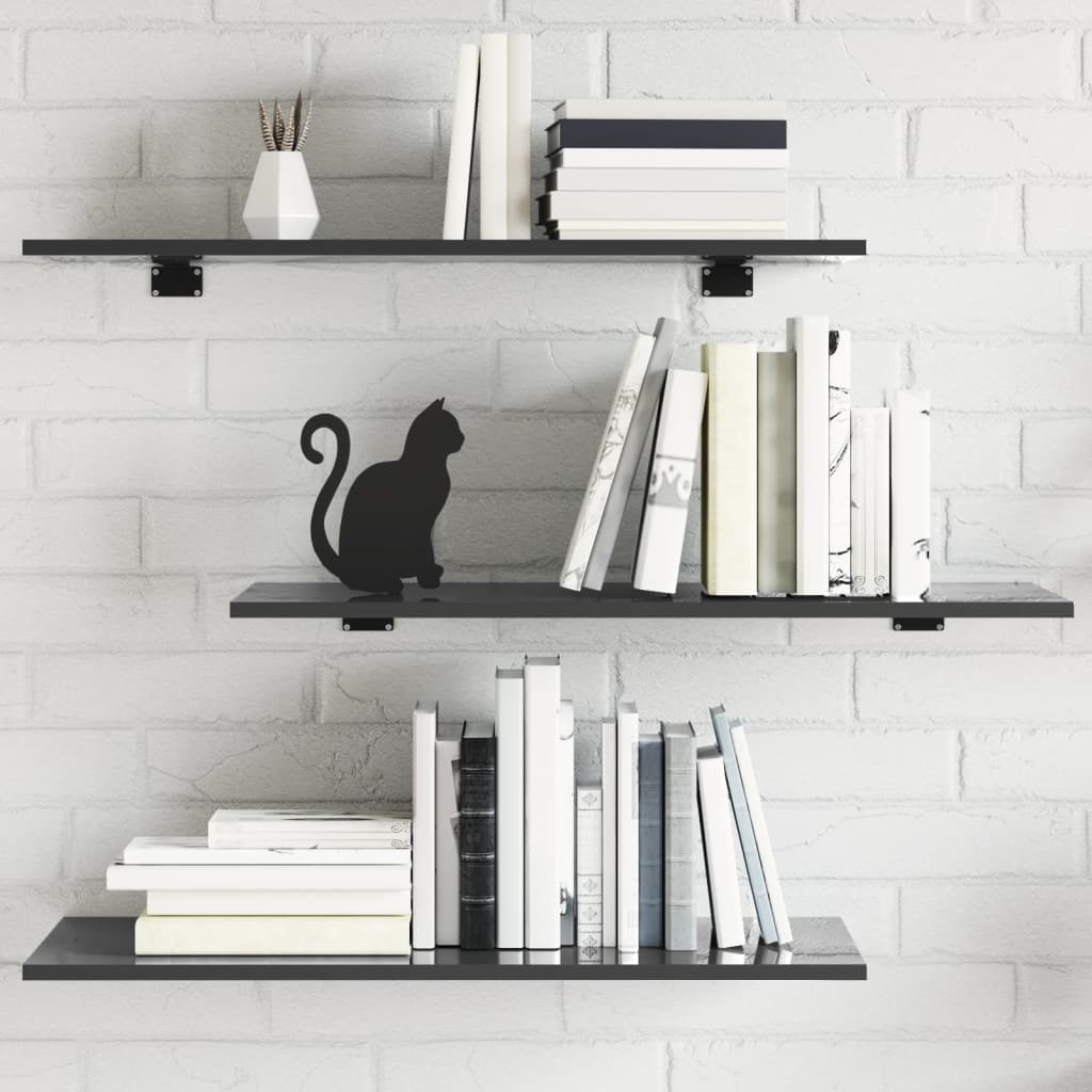 Bookshelf Boards 4 pcs High Gloss Grey 80x30x1.5 cm Engineered Wood