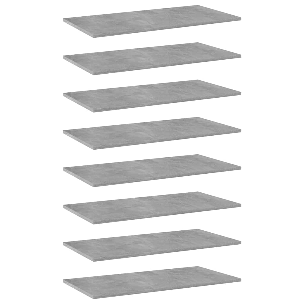 Bookshelf Boards 8 pcs Concrete Grey 80x40x1.5 cm Engineered Wood