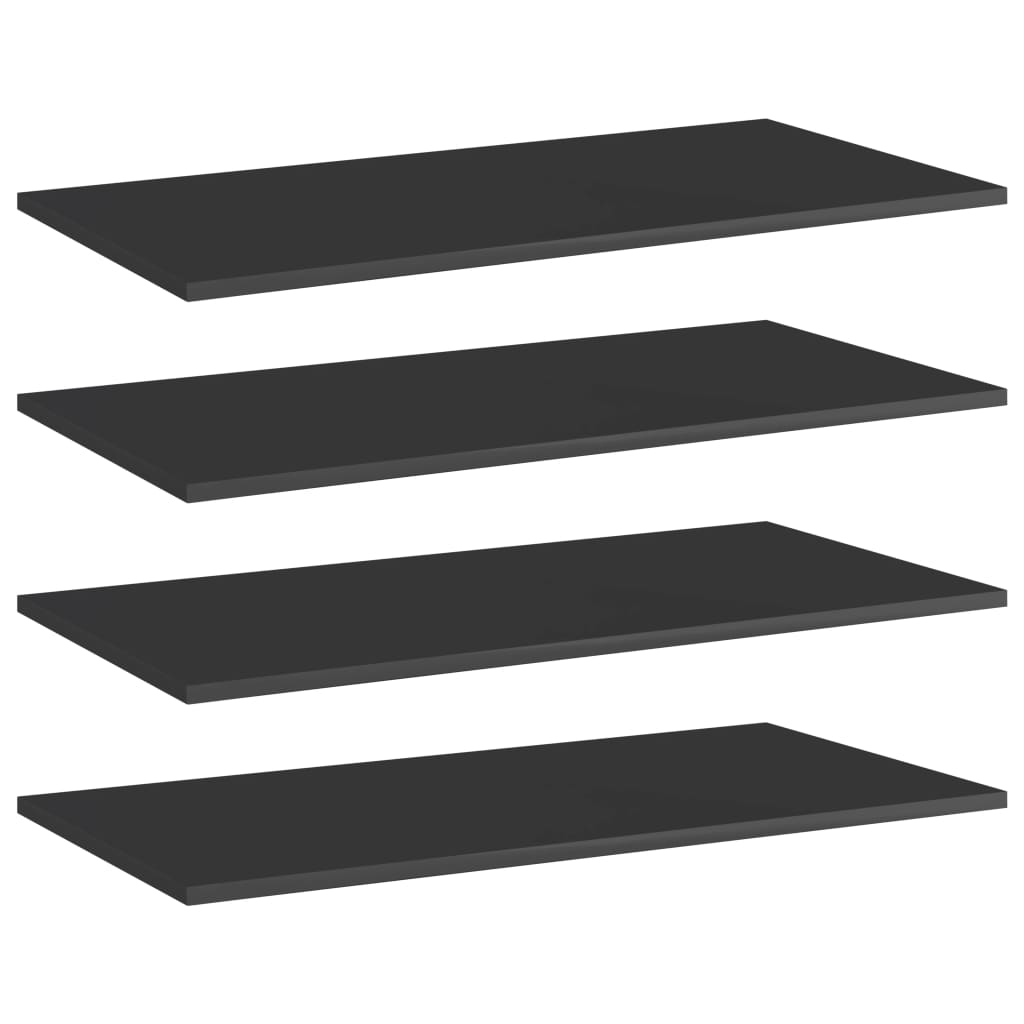 Bookshelf Boards 4 pcs High Gloss Black 80x40x1.5 cm Engineered Wood