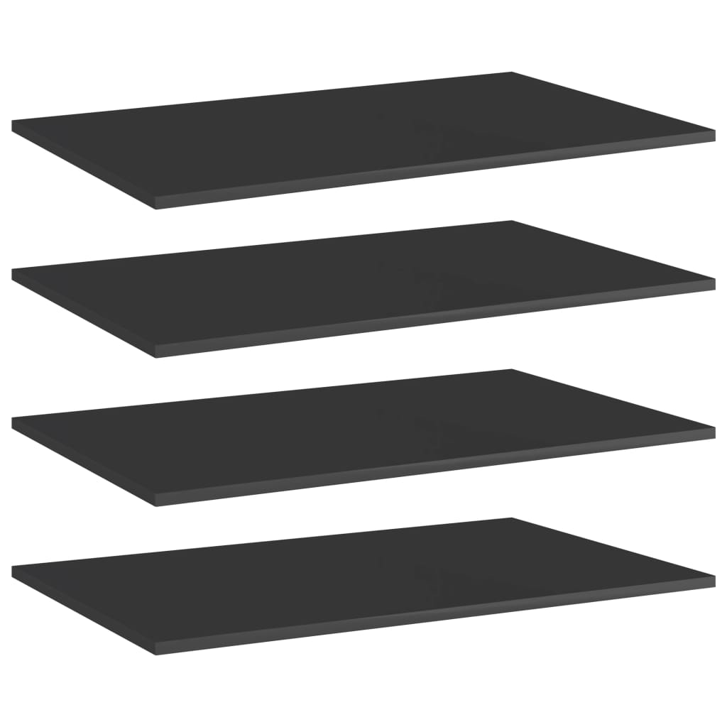 Bookshelf Boards 4 pcs High Gloss Black 80x50x1.5 cm Engineered Wood