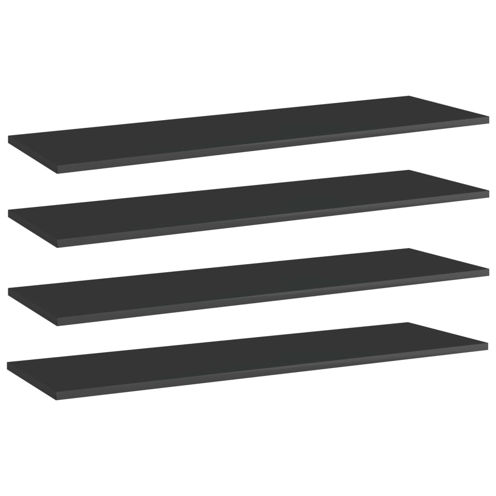 Bookshelf Boards 4 pcs High Gloss Black 100x30x1.5 cm Engineered Wood