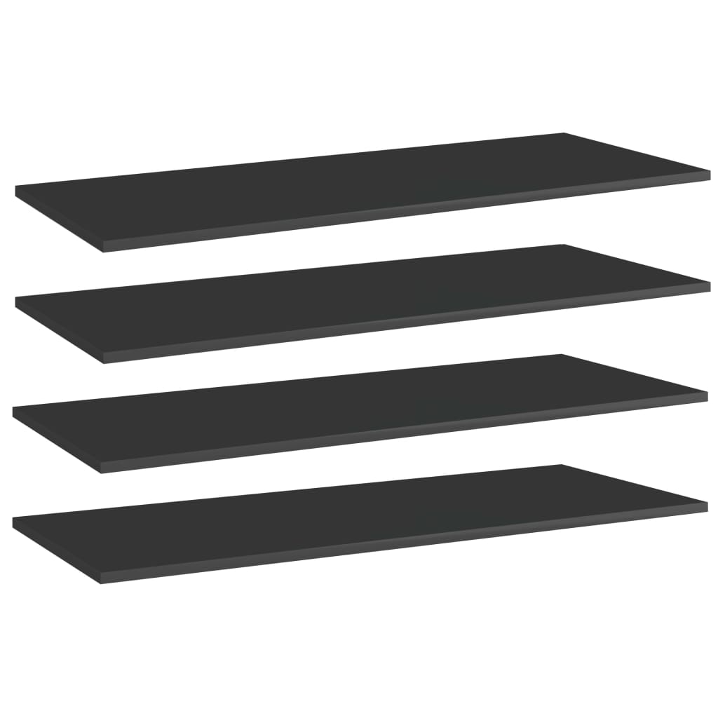 Bookshelf Boards 4 pcs High Gloss Black 100x40x1.5 cm Engineered Wood