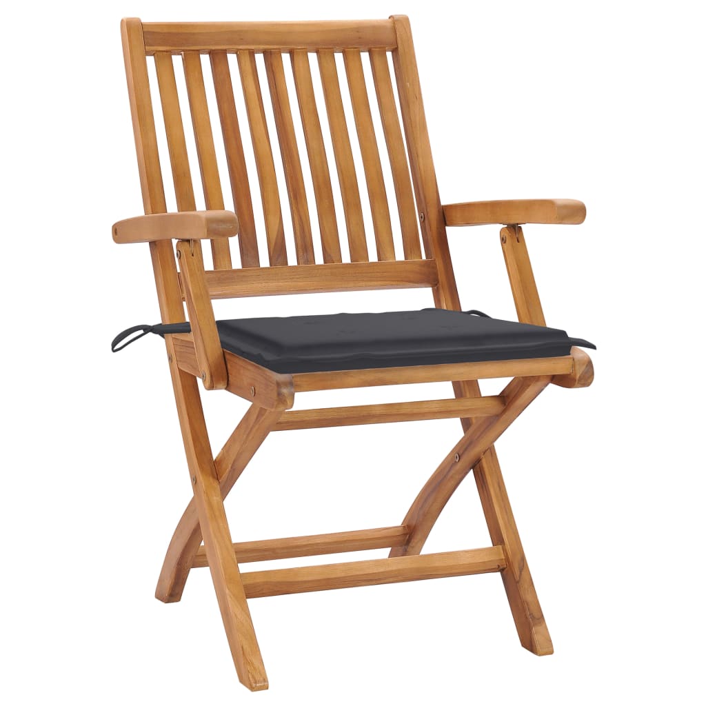 Garden Chairs 2 pcs with Anthracite Cushions Solid Teak Wood