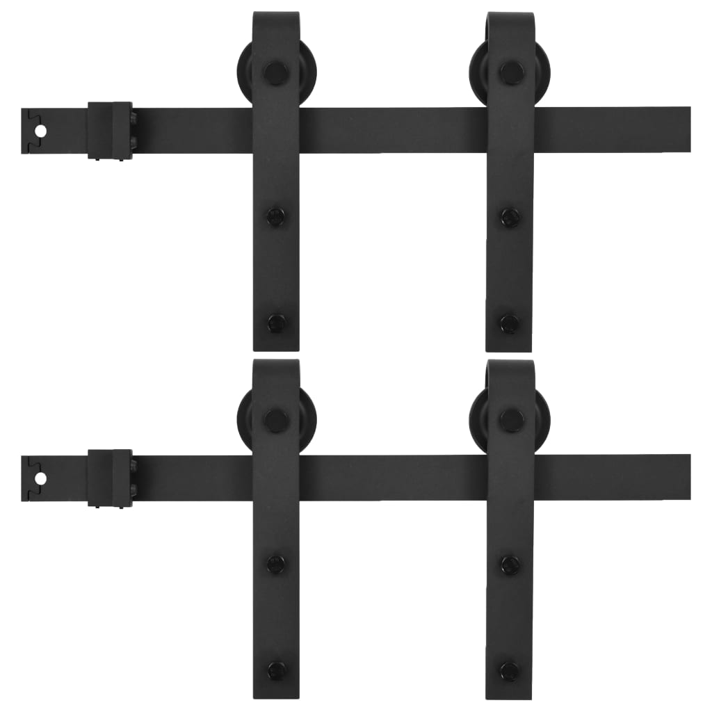 Sliding Door Hardware Kits 2 pcs 200 cm Steel Black