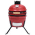 2-in-1 Kamado Barbecue Grill Smoker Ceramic 56 cm Red