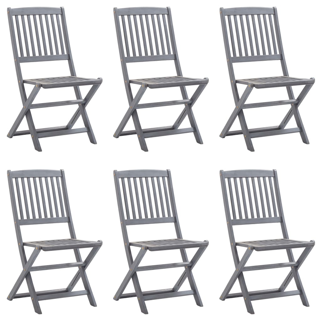 Folding Outdoor Chairs 6 pcs Solid Acacia Wood