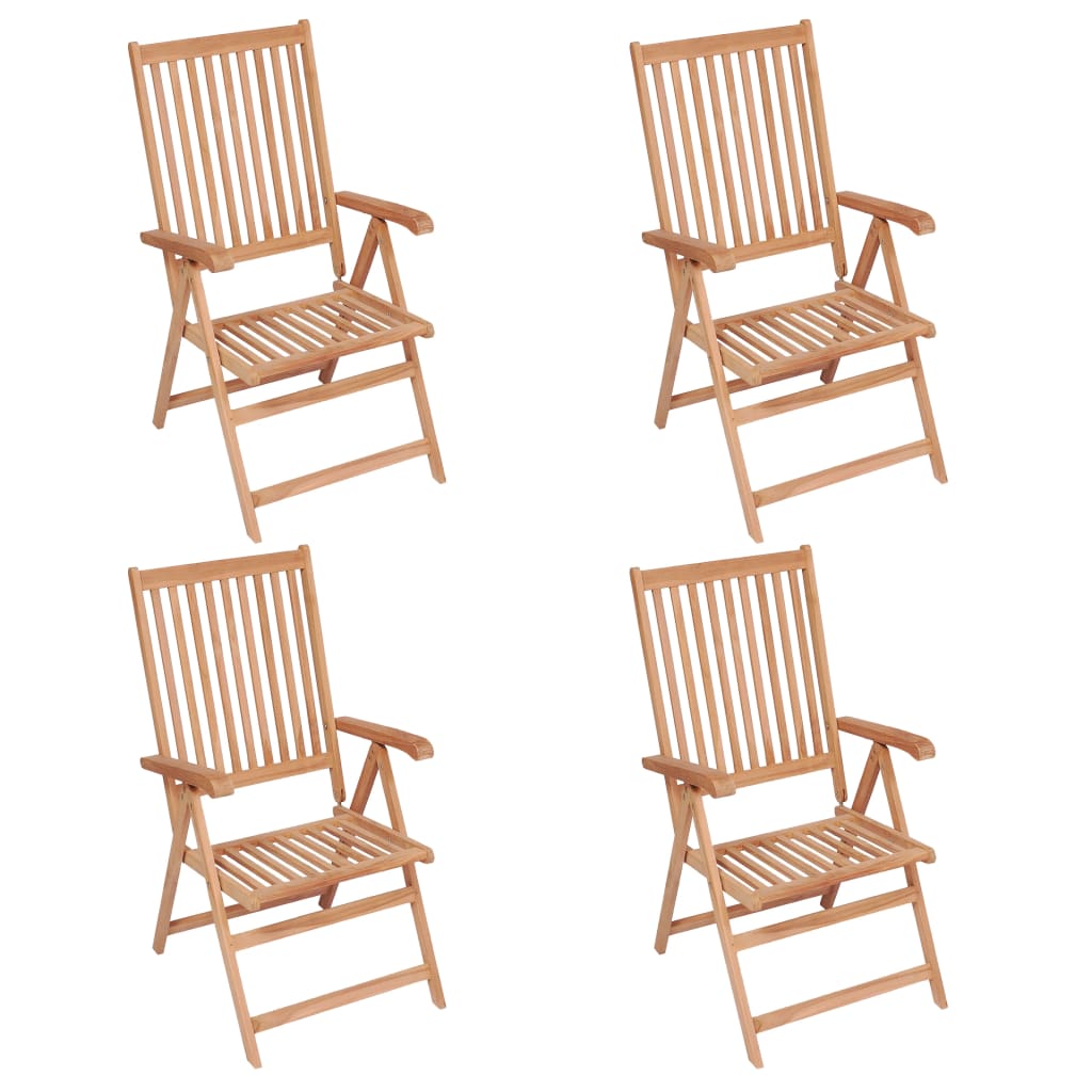 Reclining Garden Chairs 4 pcs Solid Teak Wood