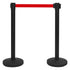 Stanchions with Belts 4 pcs Airport Barrier Iron Black