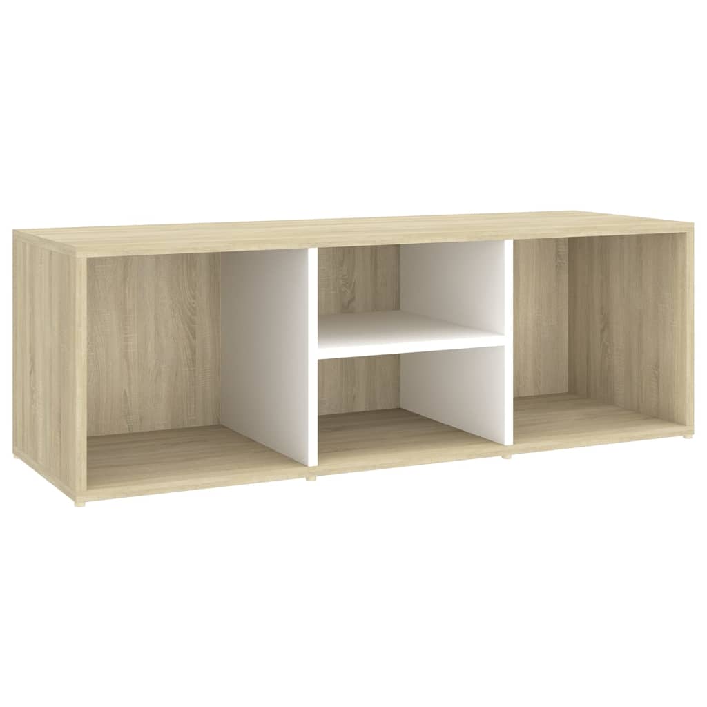 Shoe Storage Bench White and Sonoma Oak 105x35x35 cm Engineered Wood