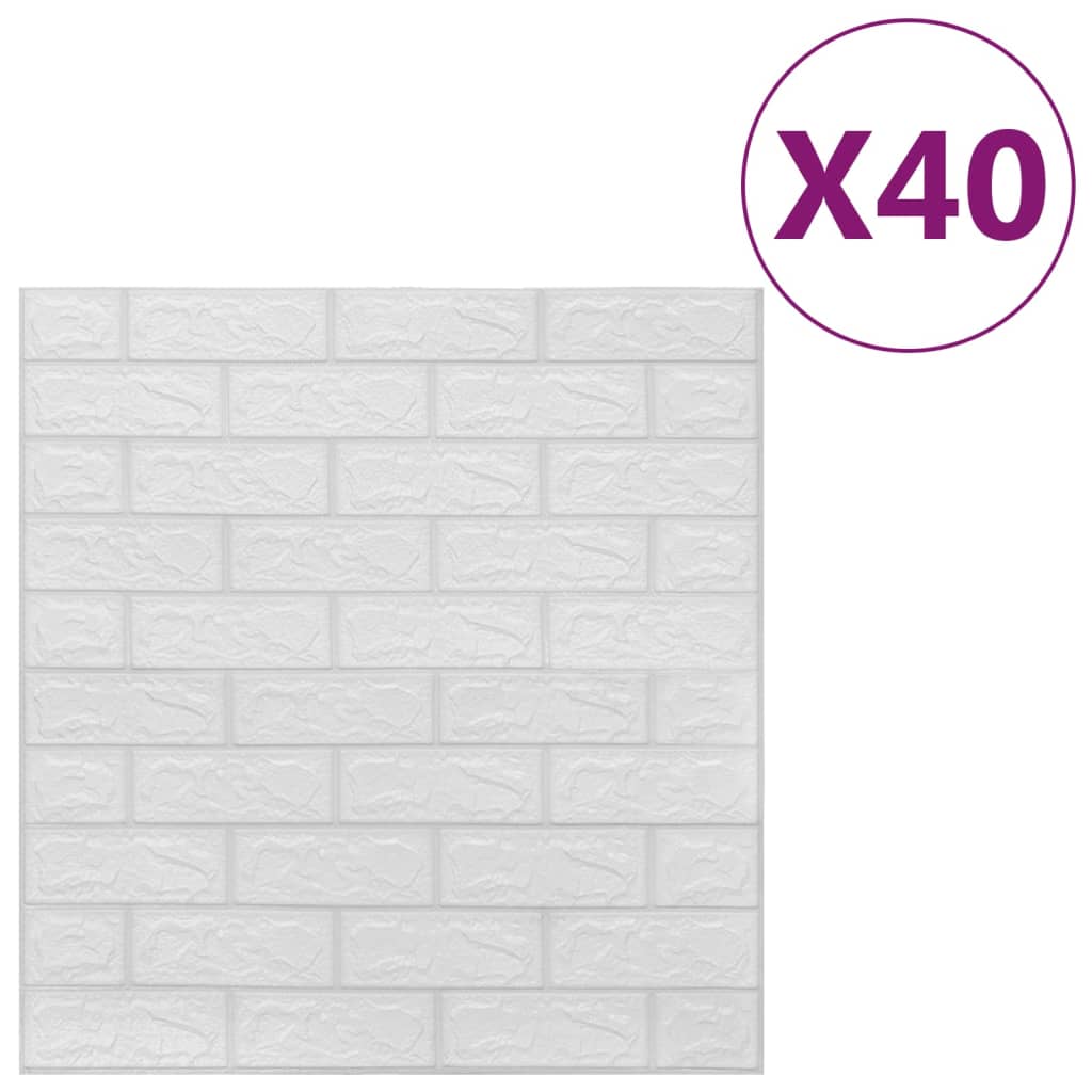 3D Wallpaper Bricks Self-adhesive 40 pcs White