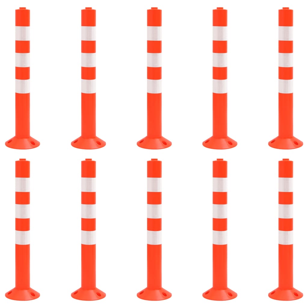 Traffic Control Bollards 10 pcs 75 cm PE