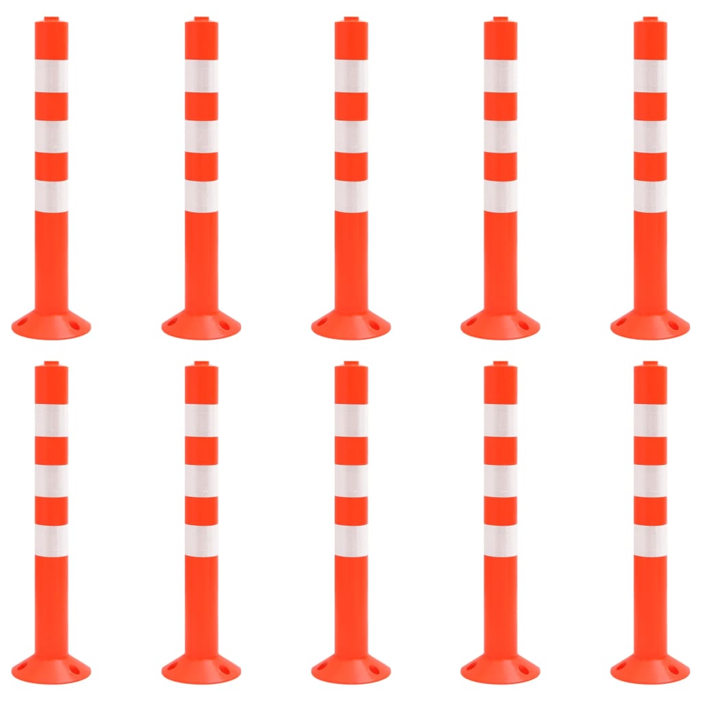 Traffic Control Bollards 10 pcs 75 cm PE