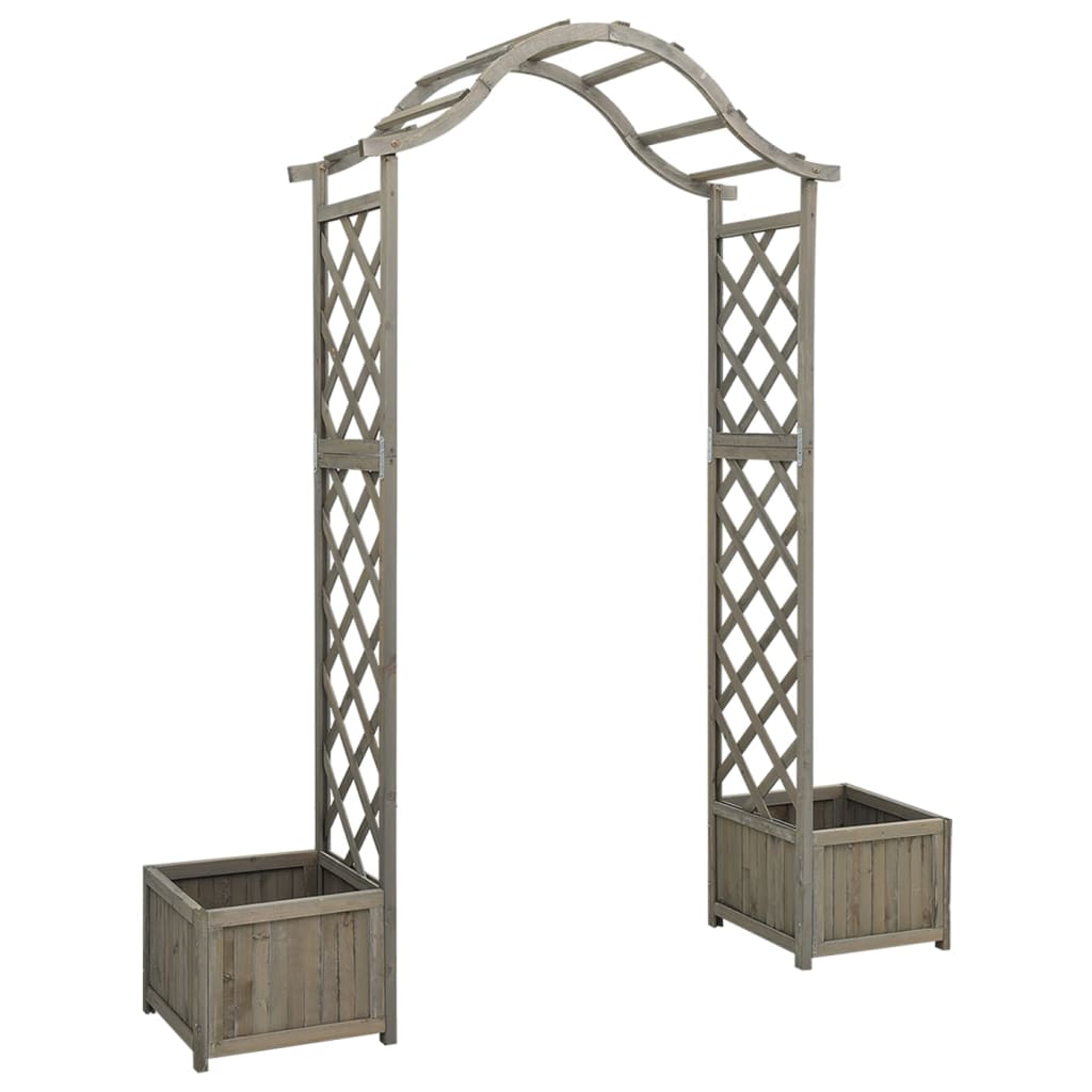 Garden Pergola with Planter Grey Solid Firwood