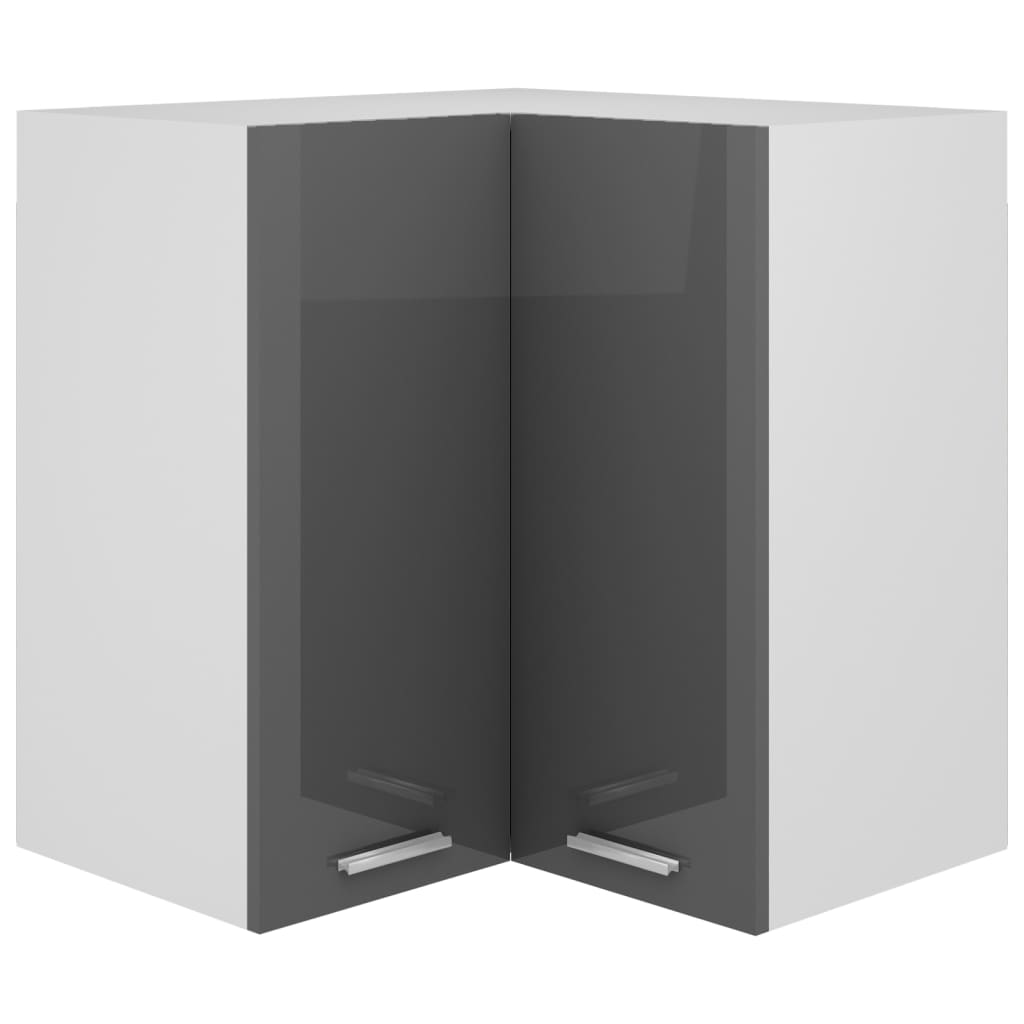 Hanging Corner Cabinet High Gloss Grey 57x57x60 cm Engineered Wood