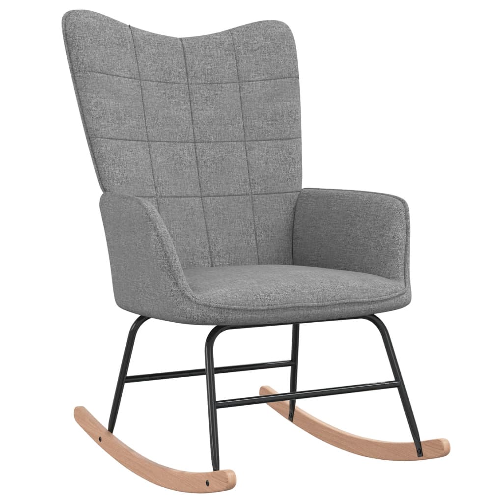 Rocking Chair with a Stool Light Grey Fabric