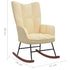 Rocking Chair with a Stool Cream White Velvet