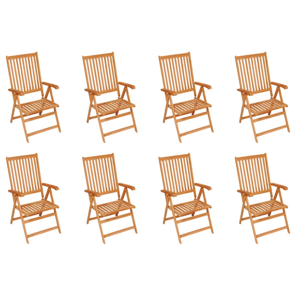 Reclining Garden Chairs with Cushions 8 pcs Solid Teak Wood