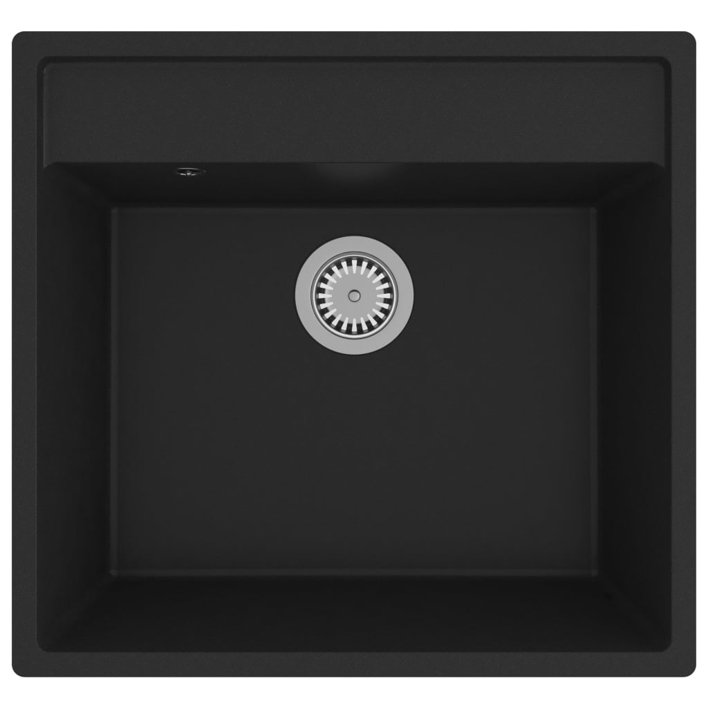 Kitchen Sink with Overflow Hole Black Granite