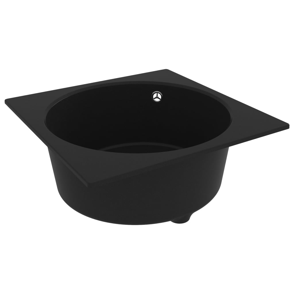 Kitchen Sink with Overflow Hole Black Granite