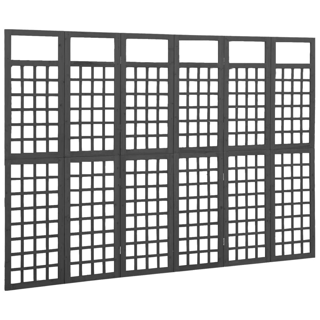 6-Panel Room Divider/Trellis Solid Fir Wood Black 242.5x180 cm