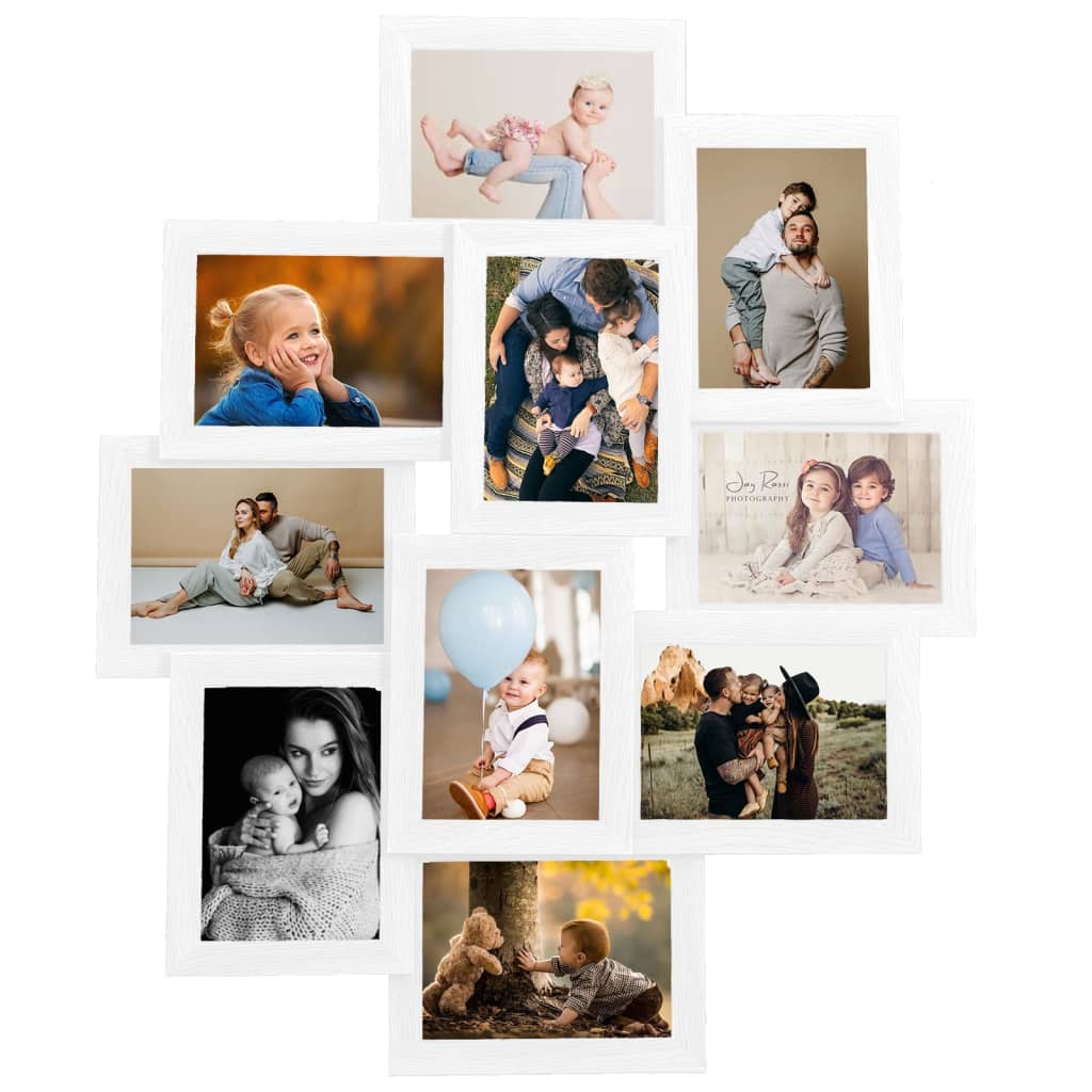 Collage Photo Frame for Picture 10 pcs 13x18 cm White MDF