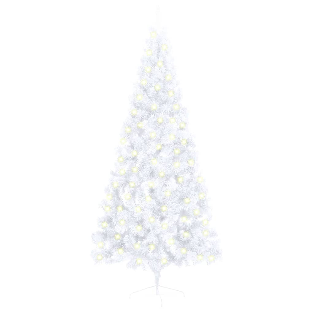 Artificial Half Pre-lit Christmas Tree with Stand White 180 cm PVC