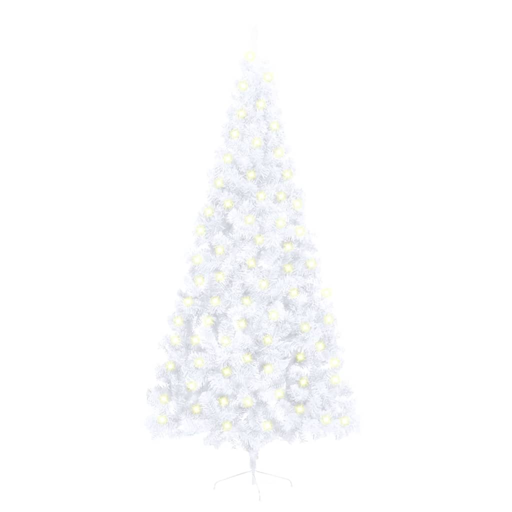 Artificial Half Pre-lit Christmas Tree with Stand White 210 cm PVC