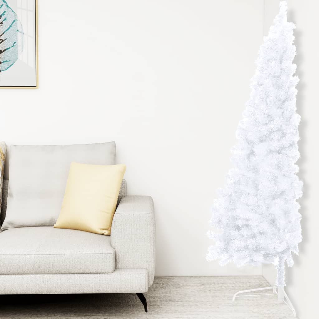 Artificial Half Pre-lit Christmas Tree with Stand White 240 cm PVC