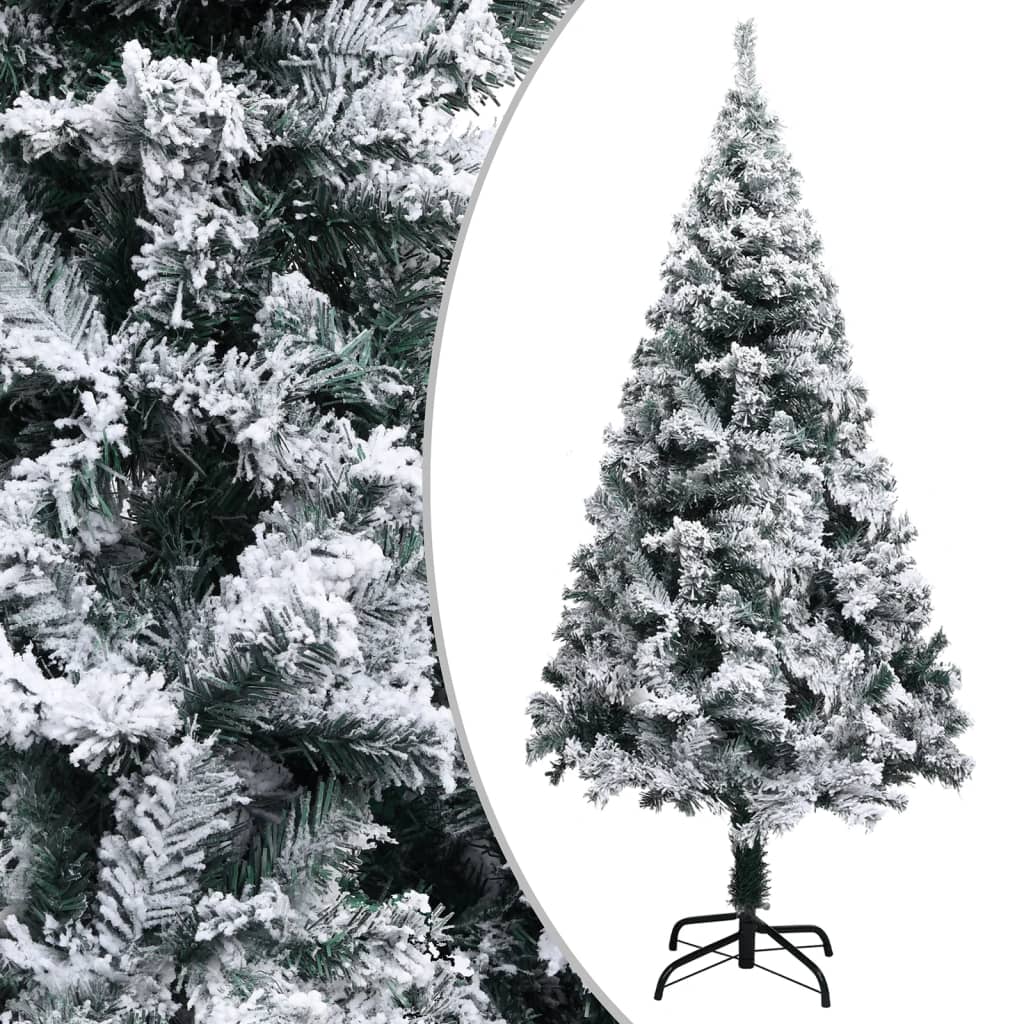 Artificial Pre-lit Christmas Tree with Flocked Snow Green 120 cm