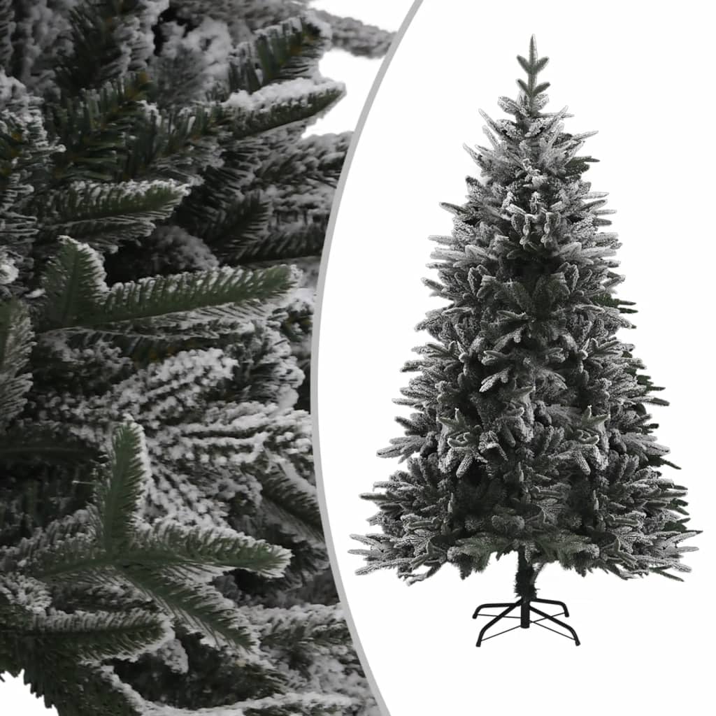 Artificial Pre-lit Christmas Tree with Flocked Snow 150 cm PVC&PE