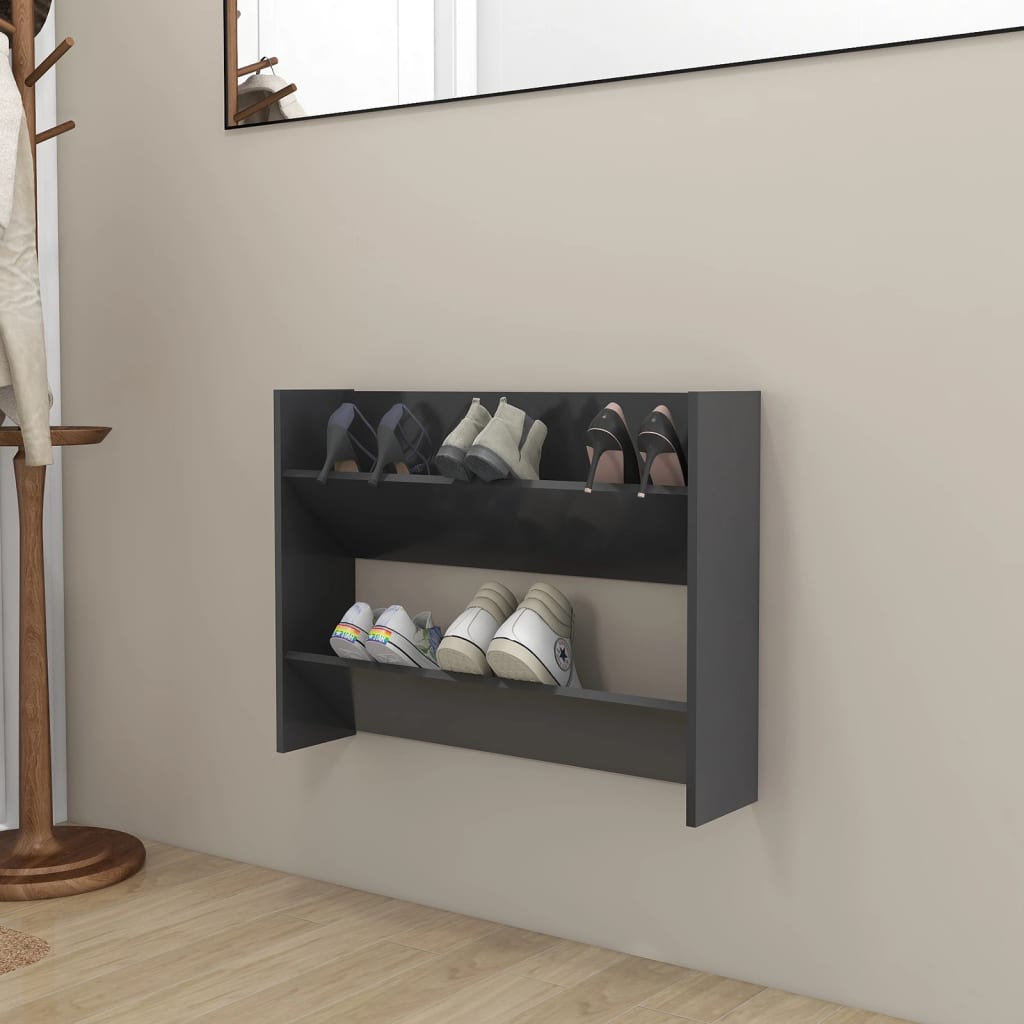 Wall Shoe Cabinet Grey 80x18x60 cm Engineered Wood