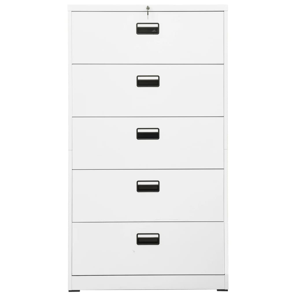 Filing Cabinet White 90x46x164 cm Steel