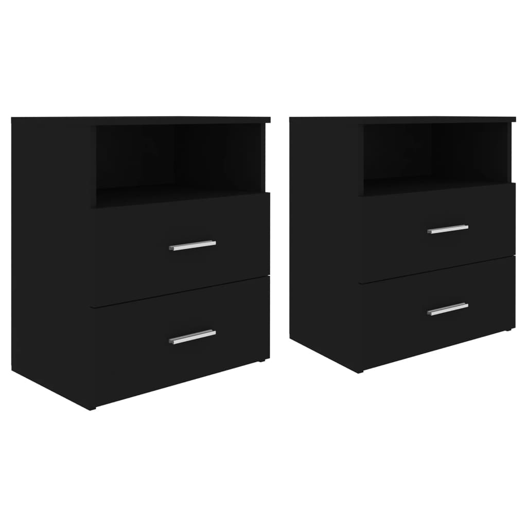 Bed Cabinets 2 pcs Black 50x32x60 cm