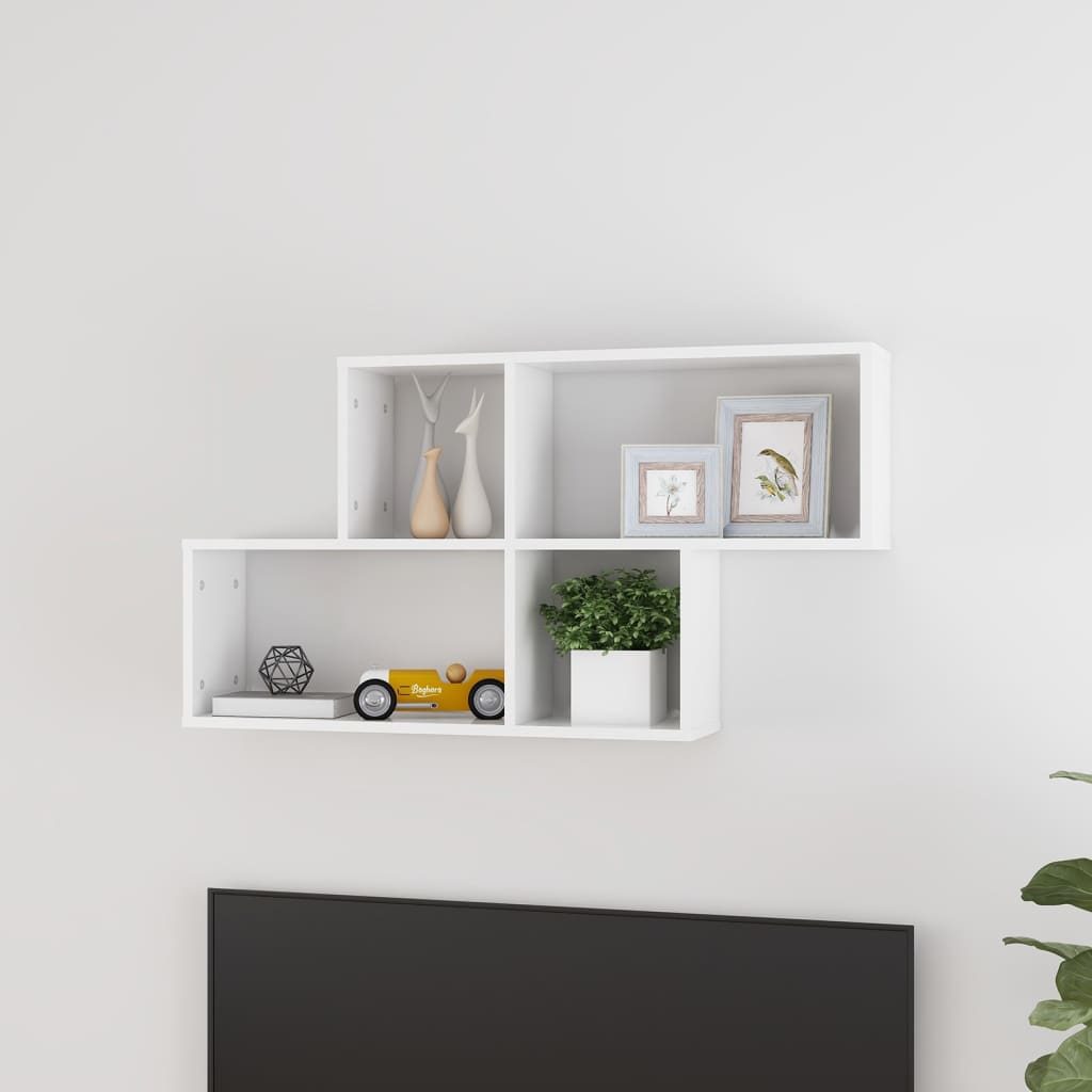 Wall Shelf High Gloss White 100x18x53 cm Engineered Wood