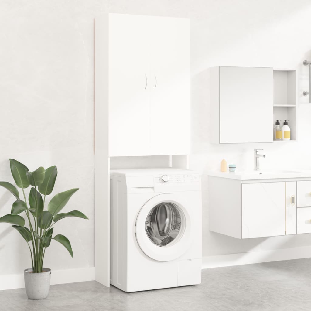 Washing Machine Cabinet White 64x25.5x190 cm