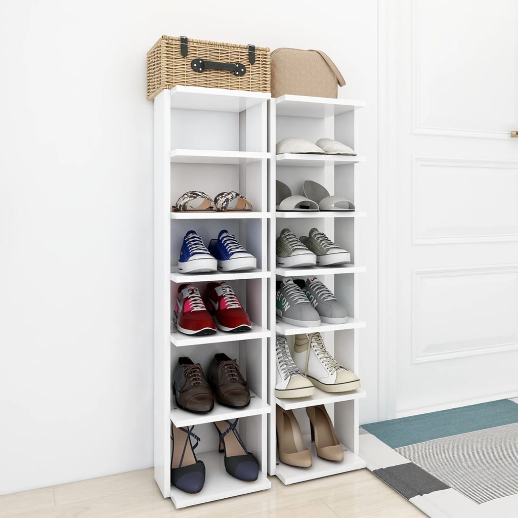 Shoe Cabinets 2 pcs White 27.5x27x102 cm Engineered Wood