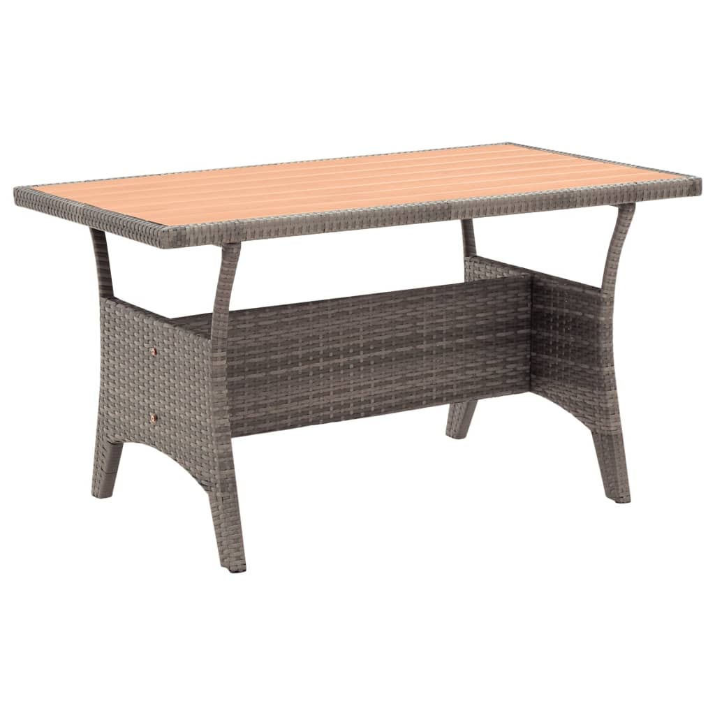 Garden Table Grey 120x70x66 cm Poly Rattan