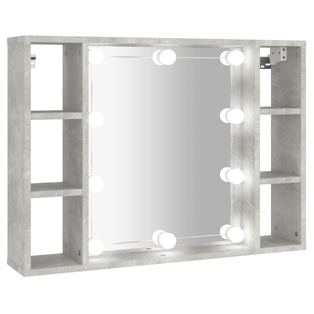 Mirror Cabinet with LED Concrete Grey 76x15x55 cm