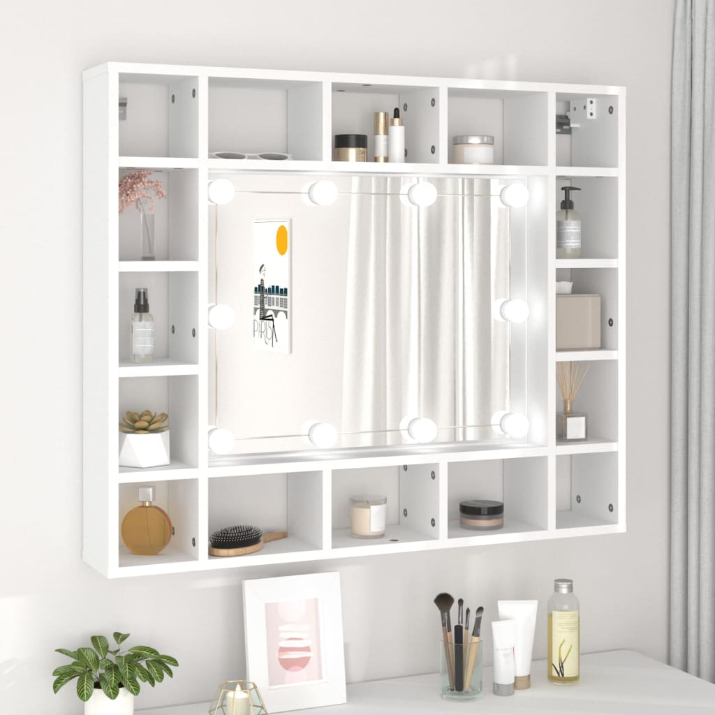 Mirror Cabinet with LED White 91x15x76.5 cm