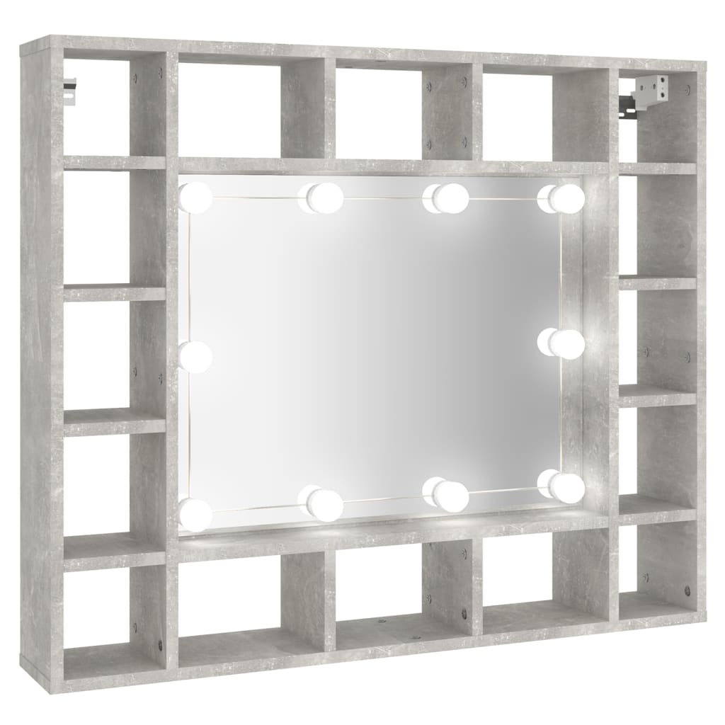 Mirror Cabinet with LED Concrete Grey 91x15x76.5 cm