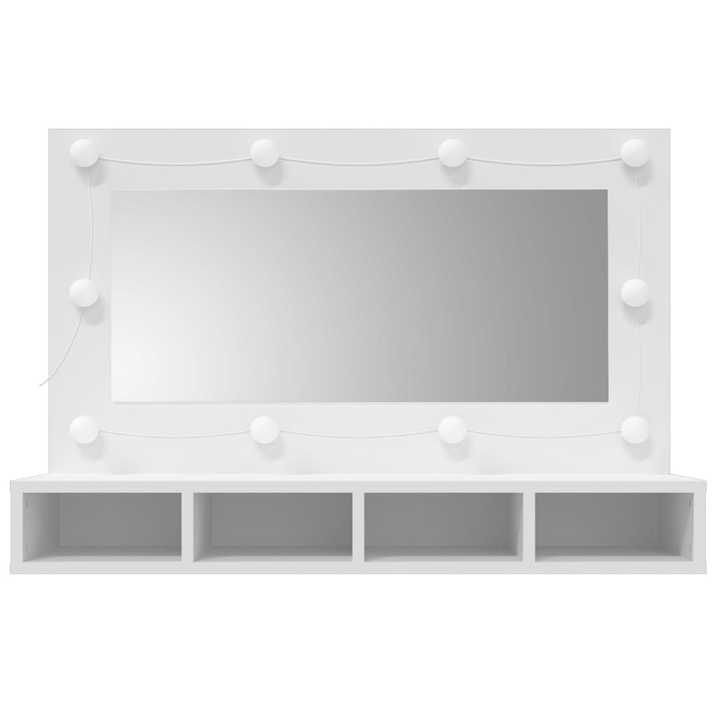 Mirror Cabinet with LED White 90x31.5x62 cm