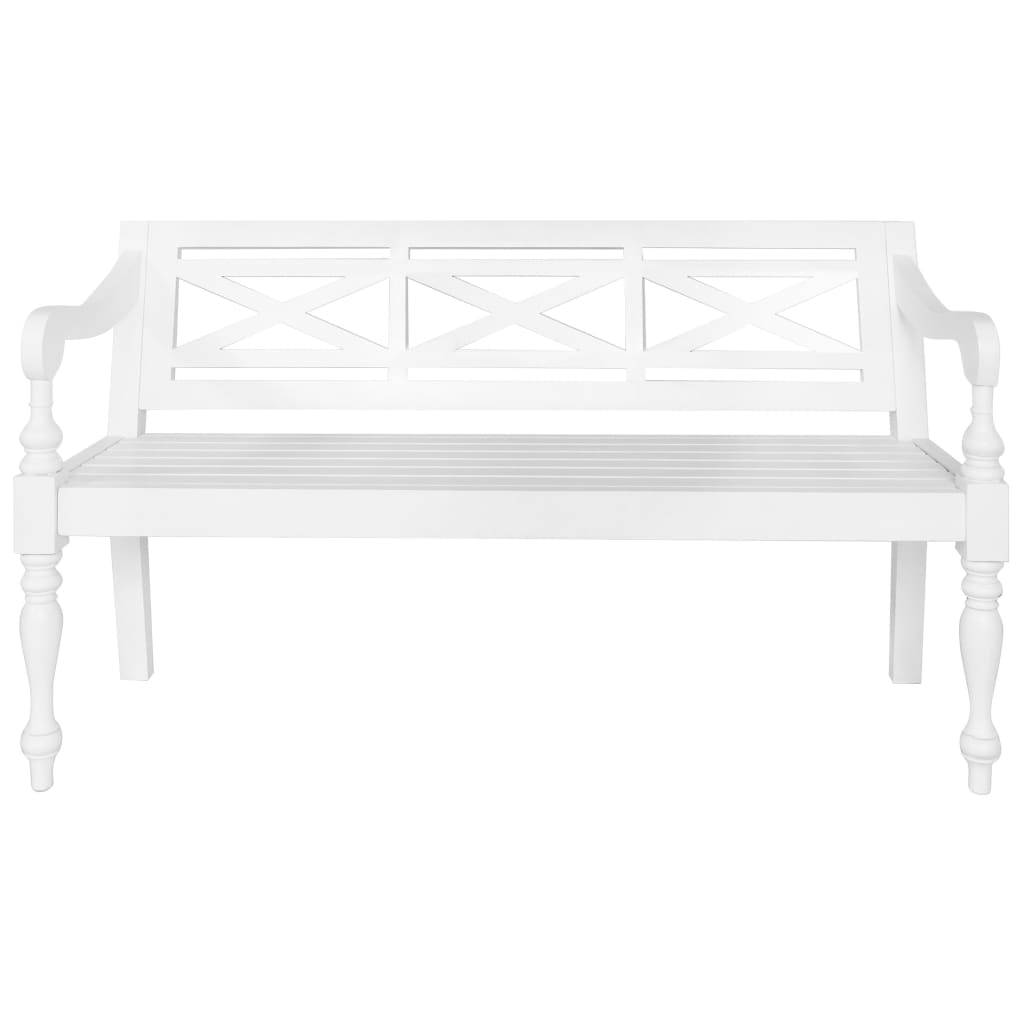 Batavia Bench 123 cm Solid Mahogany Wood White