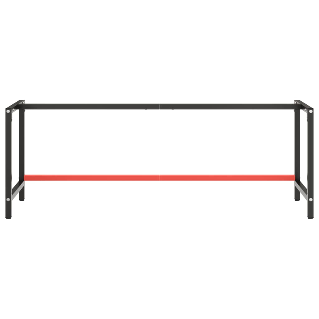 Work Bench Frame Matte Black and Matte Red 220x57x79 cm Metal