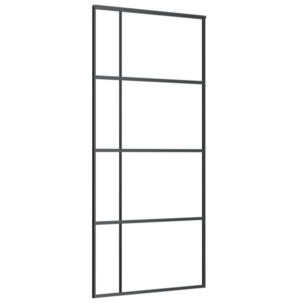 Sliding Door Frosted ESG Glass and Aluminium 90x205 cm Black