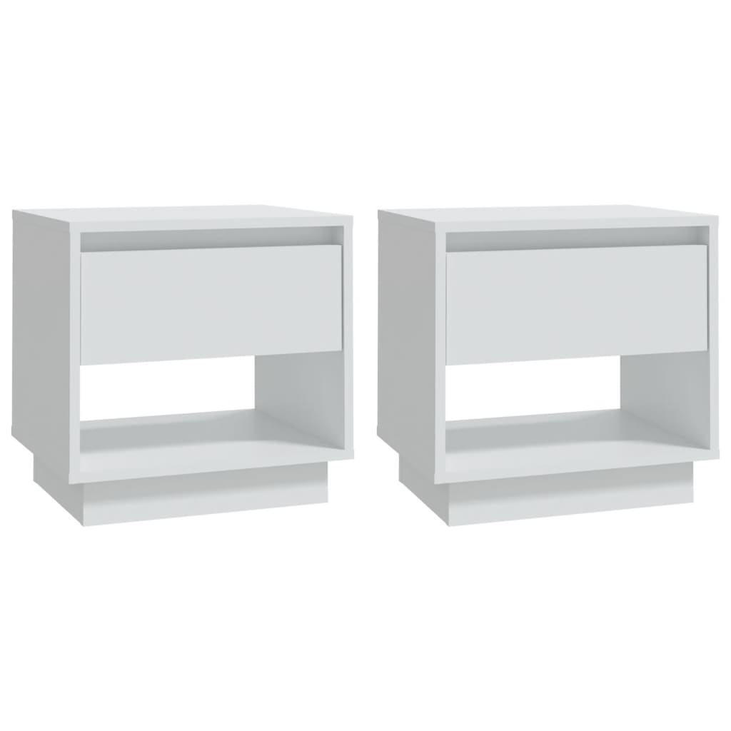 Bedside Cabinets 2 pcs White 45x34x44 cm Engineered Wood