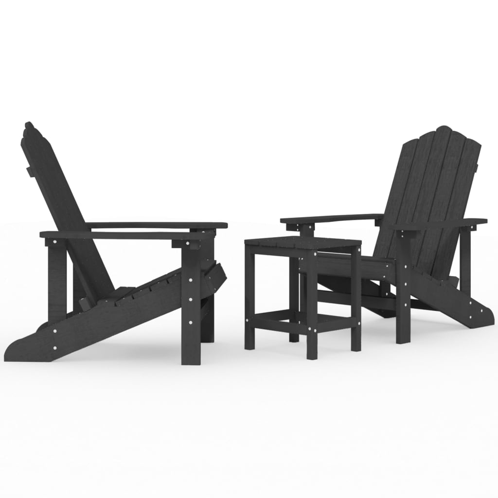 Garden Adirondack Chairs with Table HDPE Anthracite