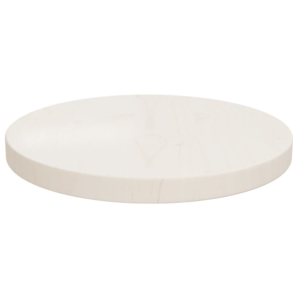 Table Top White Ø30x2.5 cm Solid Wood Pine