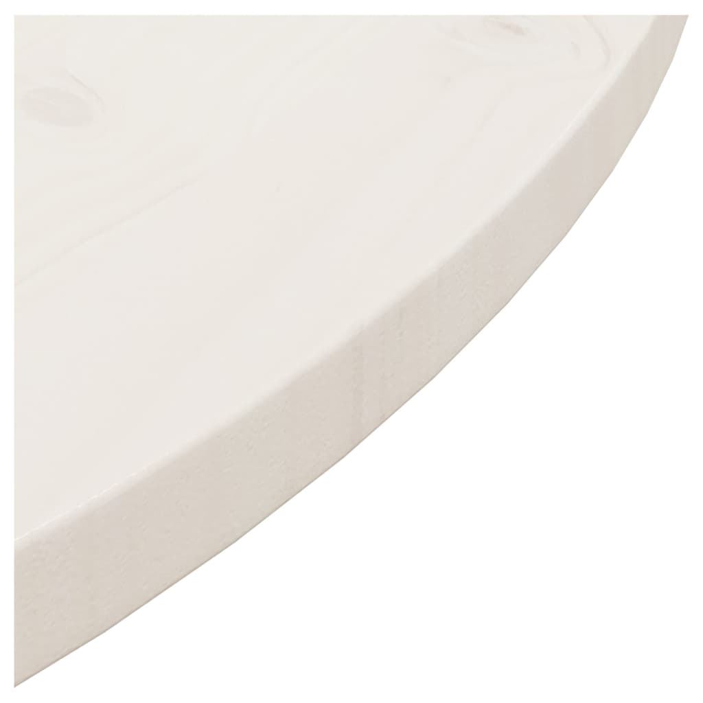 Table Top White Ø80x2.5 cm Solid Wood Pine