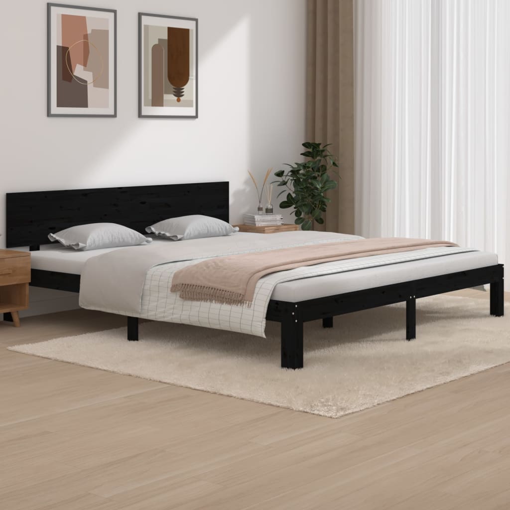 Bed Frame without Mattress Black 183x203 cm King